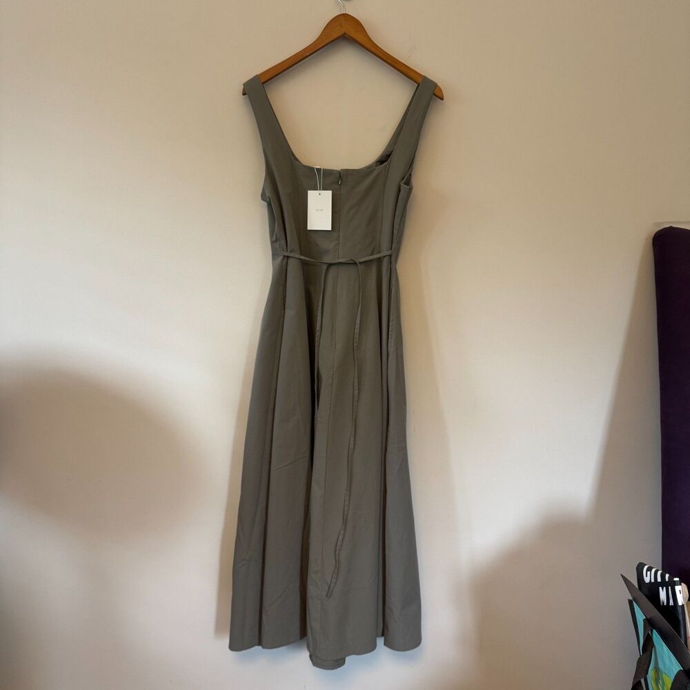 Oak & Fort Square Neck Vetiver Green Maxi Dress Size Large - Picture 5 of 8